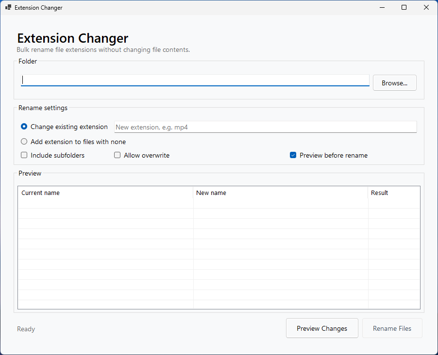 File Extension Changer Windows app preview