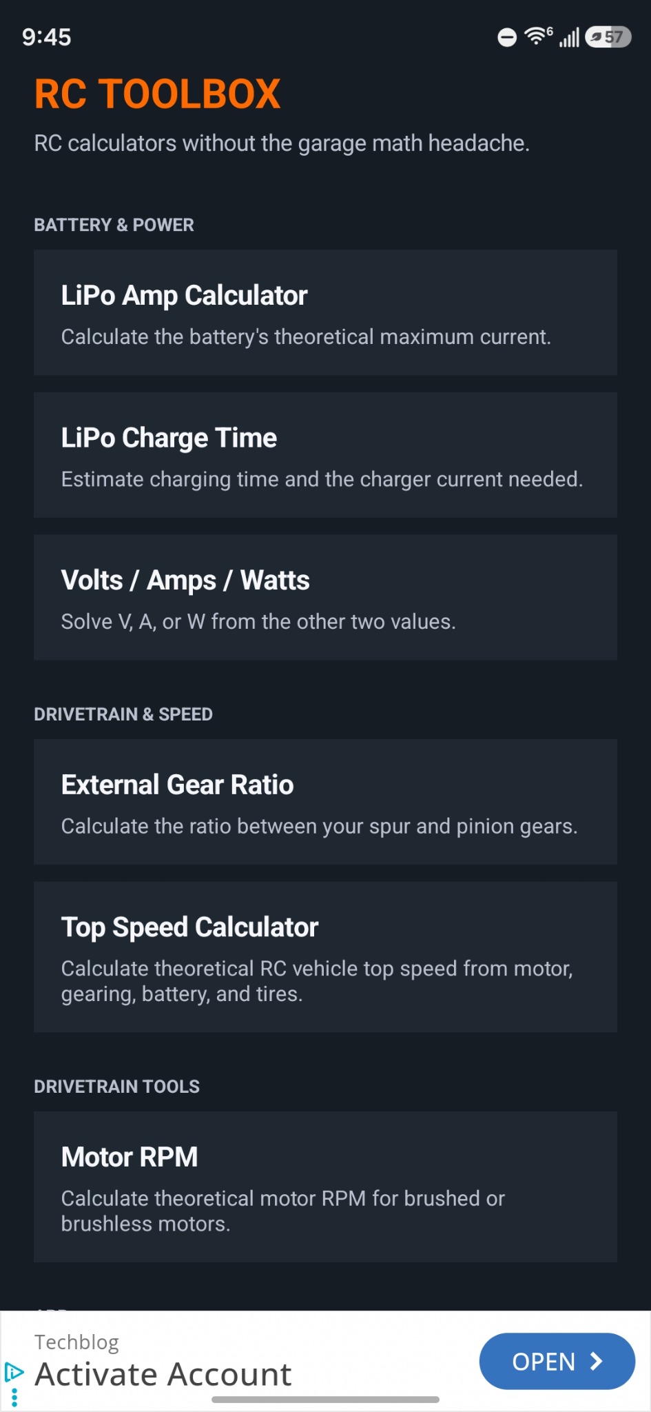 RC Toolbox Android app preview